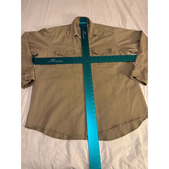 WRANGLER Western Shirt Vintage Mens XL-XXL Tan Canvas Cowboy Cut Rugged Work - Picture 8 of 16